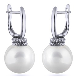 Серьги (Майорка 16мм белая; покрытие родий), Есть комплект