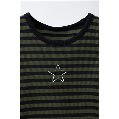 STRIPED RIBBED CUT-OUT DRESS