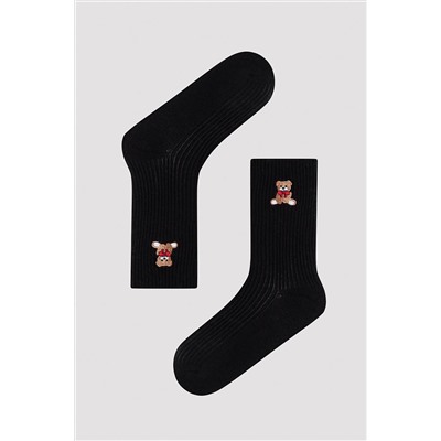 Penti Warm Teddy Bear Siyah Soket Çorap
