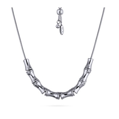 Колье Бамбук (покрытие родий) 70см, Есть комплект