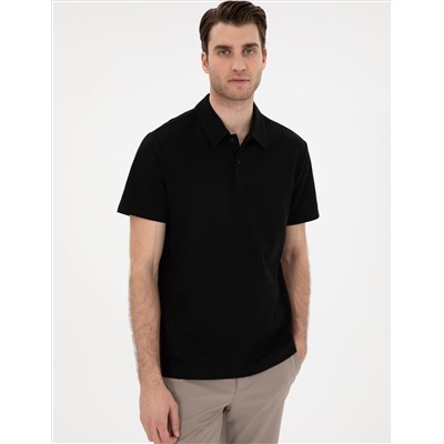 Siyah Slim Fit Polo Yaka Tişört