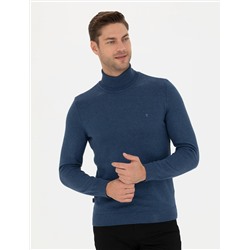İndigo Melanj Slim Fit Basic Kazak