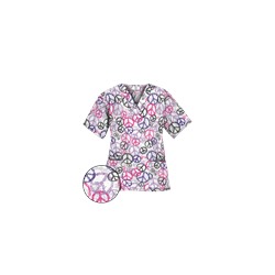 Happy Scrubs® Peace Out White Scrub Top