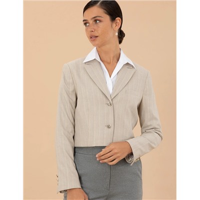 Bej Çizgili Crop Ceket