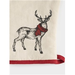 Прихватка-варежка, 18x30 см, хлопок, серо-бежевая, Олень в шарфе, Deer