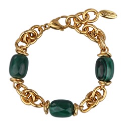 Браслет Терра (малахит 12х16мм; покрытие золото) 17-21см, Есть комплект