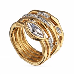 Кольцо Эйва (кристаллы SW белые; покрытие золото, родий), Есть комплект