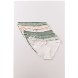 Pack 7 bragas clásicas algodón rosa y verde