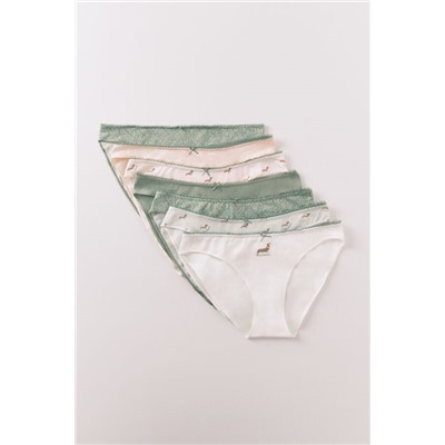 Pack 7 bragas clásicas algodón rosa y verde
