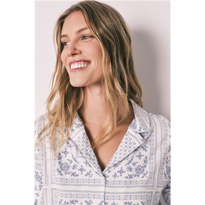 Pijama corto camisero algodón estampado bandana