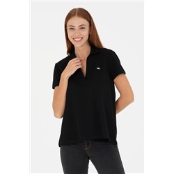 Kadın Siyah Kaçık Yaka Basic Tişört