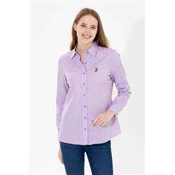Kadın Lila Uzun Kollu Basic Gömlek
