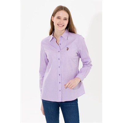Kadın Lila Uzun Kollu Basic Gömlek