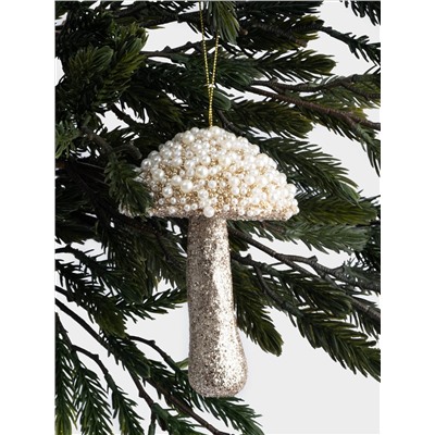 Игрушка елочная, 13 см, пластик, шампань, Гриб, New year