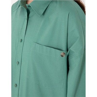 Yeşil Oversize Uzun Kollu Gömlek