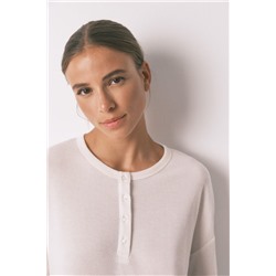 Pijama largo textura waffle blanco