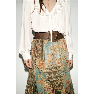 FALDA MIDI ESTAMPADA CINTURÓN