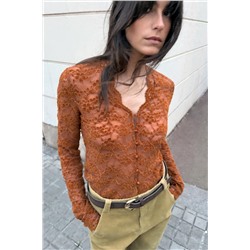 LACE BUTTON-UP TOP