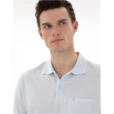 Açık Mavi Regular Fit %100 Pamuk Polo Yaka Basic Tişört