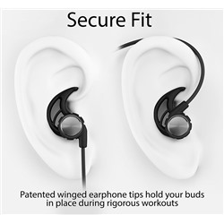 Phaiser BHS-750 Bluetooth Headphones Runner Headset Sport Earphones with Mic and Lifetime Sweatproof Guarantee - Wireless Earbuds for Running, Blackout