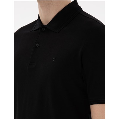 Siyah Regular Fit %100 Pamuk Polo Yaka Basic Tişört