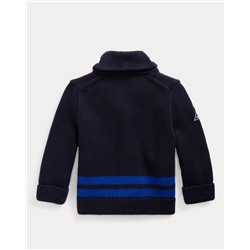 BABY BOY Cotton Shawl-Collar Cardigan