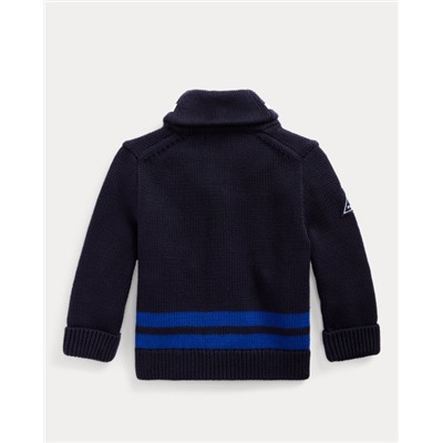 BABY BOY Cotton Shawl-Collar Cardigan