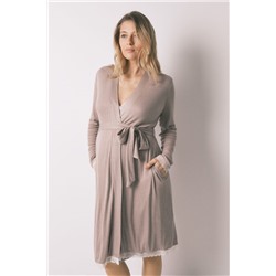 Bata "maternity" cinturón gris