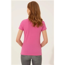 Kadın Pembe Basic Polo Yaka Tişört