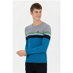 Erkek Kobalt Bisiklet Yaka Triko Kazak