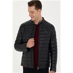 Erkek Lacivert Deri Ceket