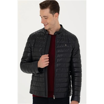 Erkek Lacivert Deri Ceket