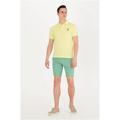 Erkek Açık Sarı Basic Polo Yaka Tişört