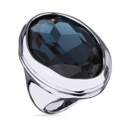 Кольцо Грация (кристаллы SW 30х22 темно-синие; покрытие родий), Есть комплект