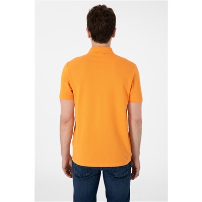 Erkek Regular Fit Polo Yaka Turuncu Basic Tişört