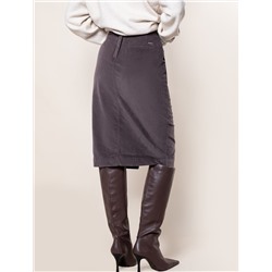 Юбка с разрезом из эластичного вельвета