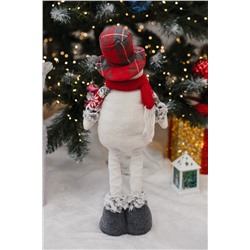 Игрушка новогодняя с выдвижными ногами Снеговик платье серое