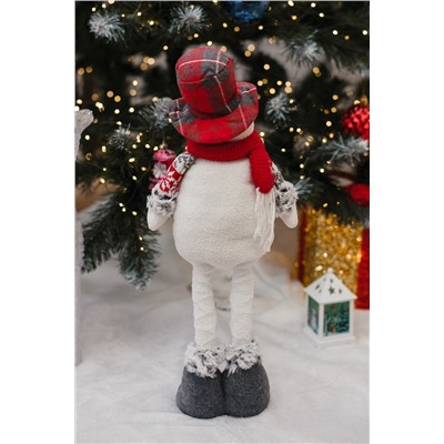 Игрушка новогодняя с выдвижными ногами Снеговик платье серое