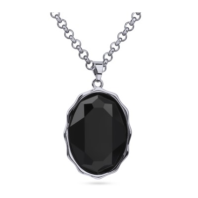 Кулон Сияние (кристаллы SW черные; покрытие родий) 90-95см, Есть комплект