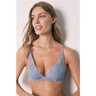 Sujetador halter relleno encaje azul INTUITIVE