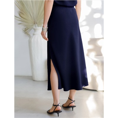 Юбка миди с разрезом скроенная по косой из плотного лиоцелла