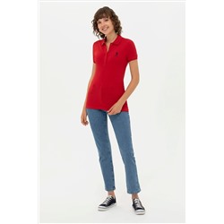 Kadın Kırmızı Basic Polo Yaka Tişört