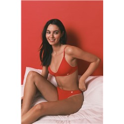 Sujetador triangular Seamless canalé rojo