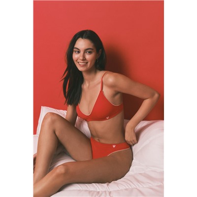 Sujetador triangular Seamless canalé rojo