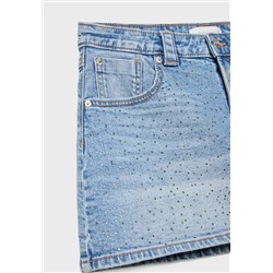 D62 Falda pantalón denim brillos