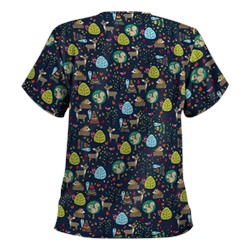 UA Outdoorsy Charm Navy Print Scrub Top
