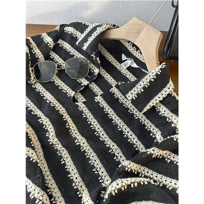 Женский ажурный вязаный топ поло   Н*М