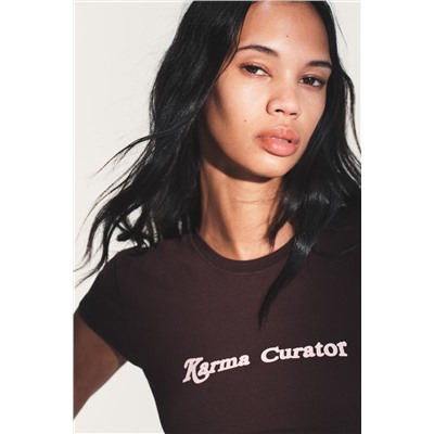 T-SHIRT WITH FRONT SLOGAN