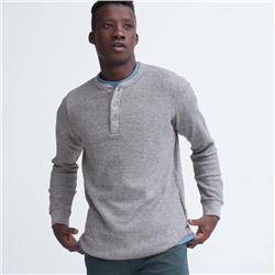 Мужской лонг из вафельной ткани с вырезом на пуговицах (раньше такие лонги называли батник)   Оригинал. Экспорт в Японию