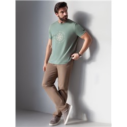 Футболка полуприлегающего кроя с принтом из премиального хлопка